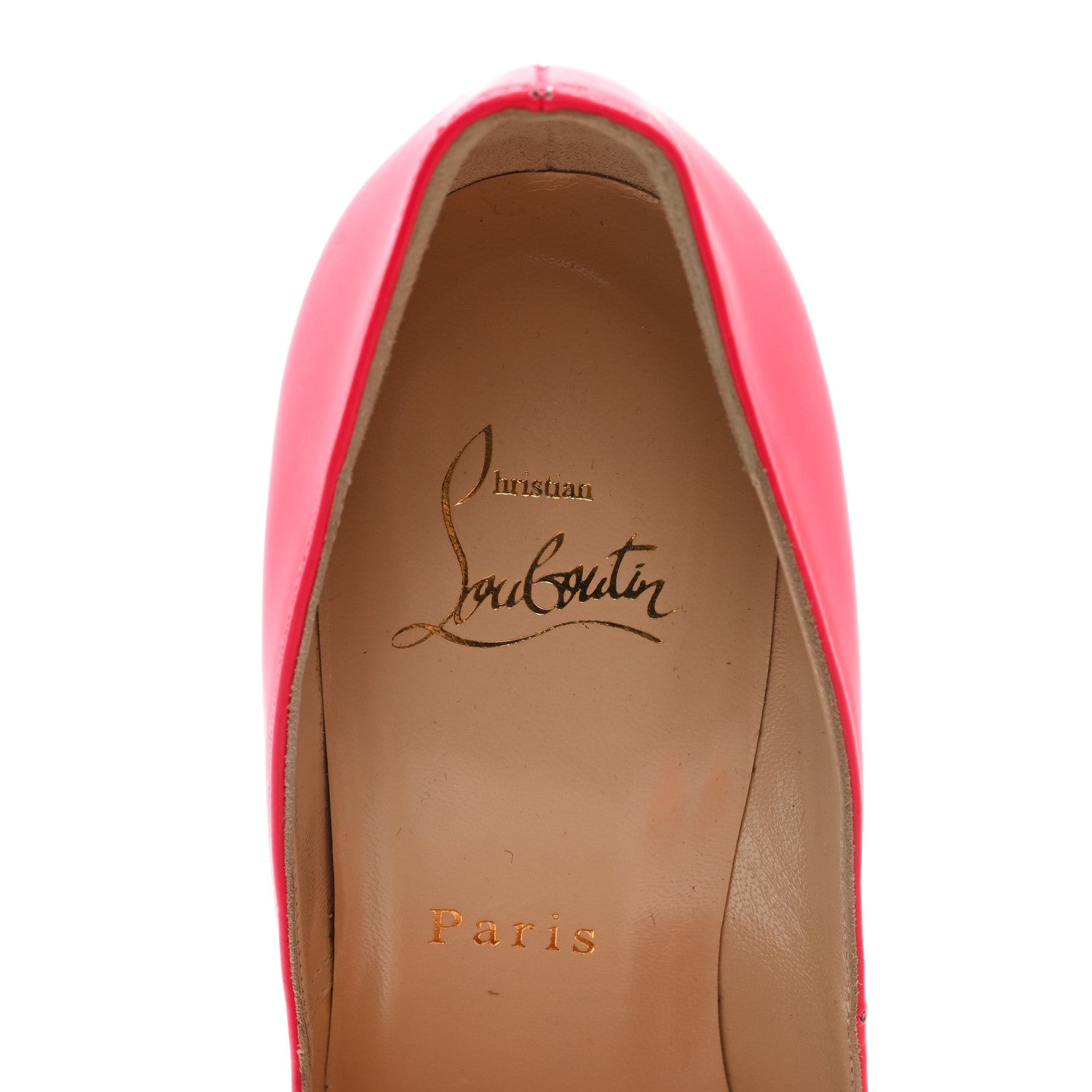 Christian Louboutin Matte Jazz Calf Fluo 120 Peep Toe Pumps 37.5 Fuchsia White 7 of 7