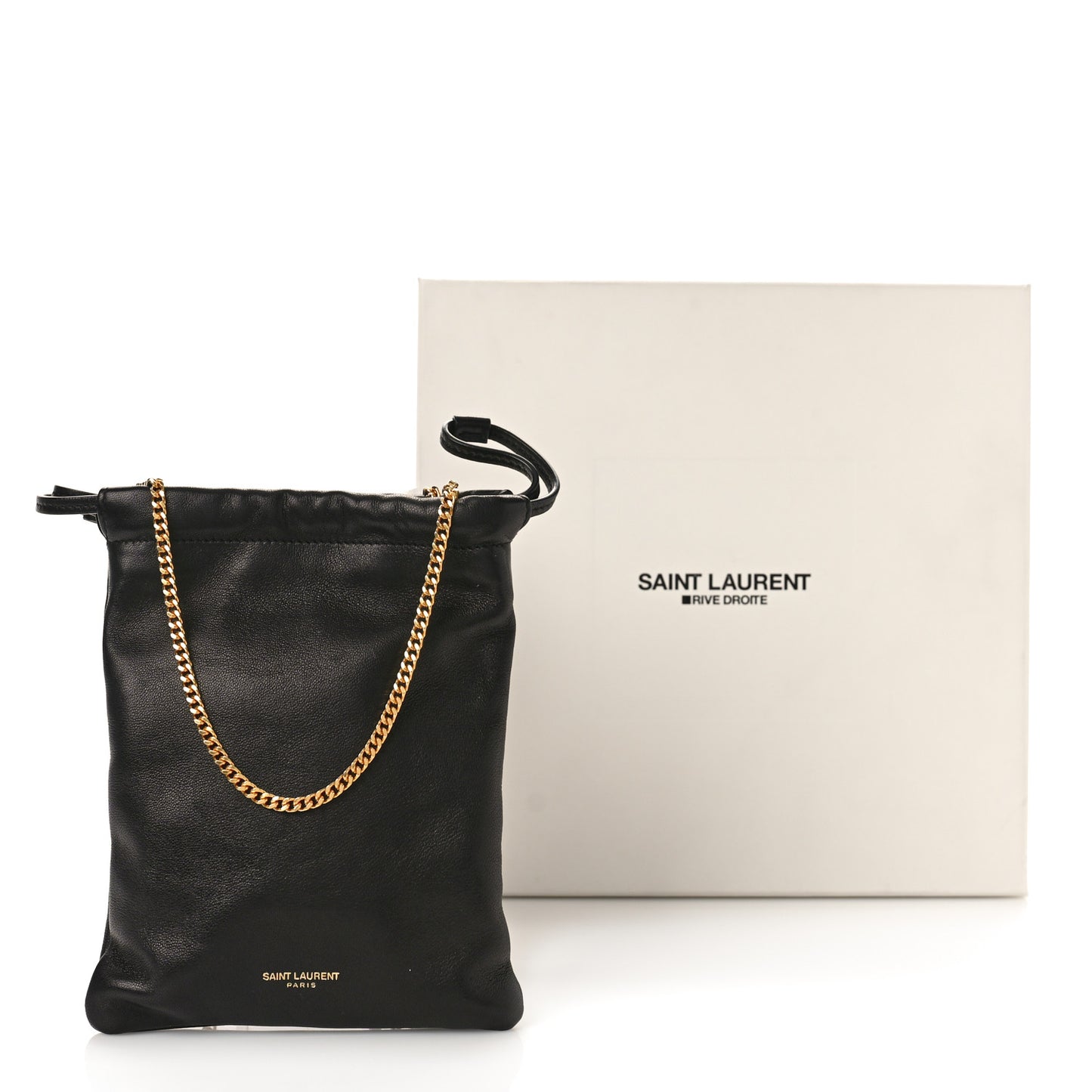 Lambskin Paris Drawstring Pouch Black