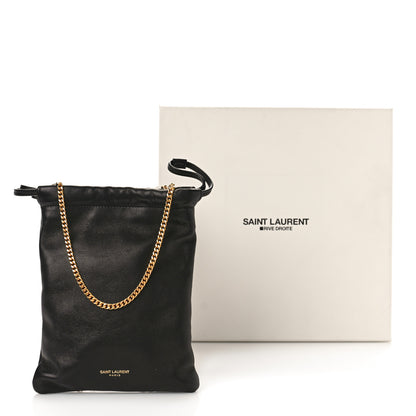 Saint Laurent Lambskin Paris Drawstring Pouch Black 9 of 9