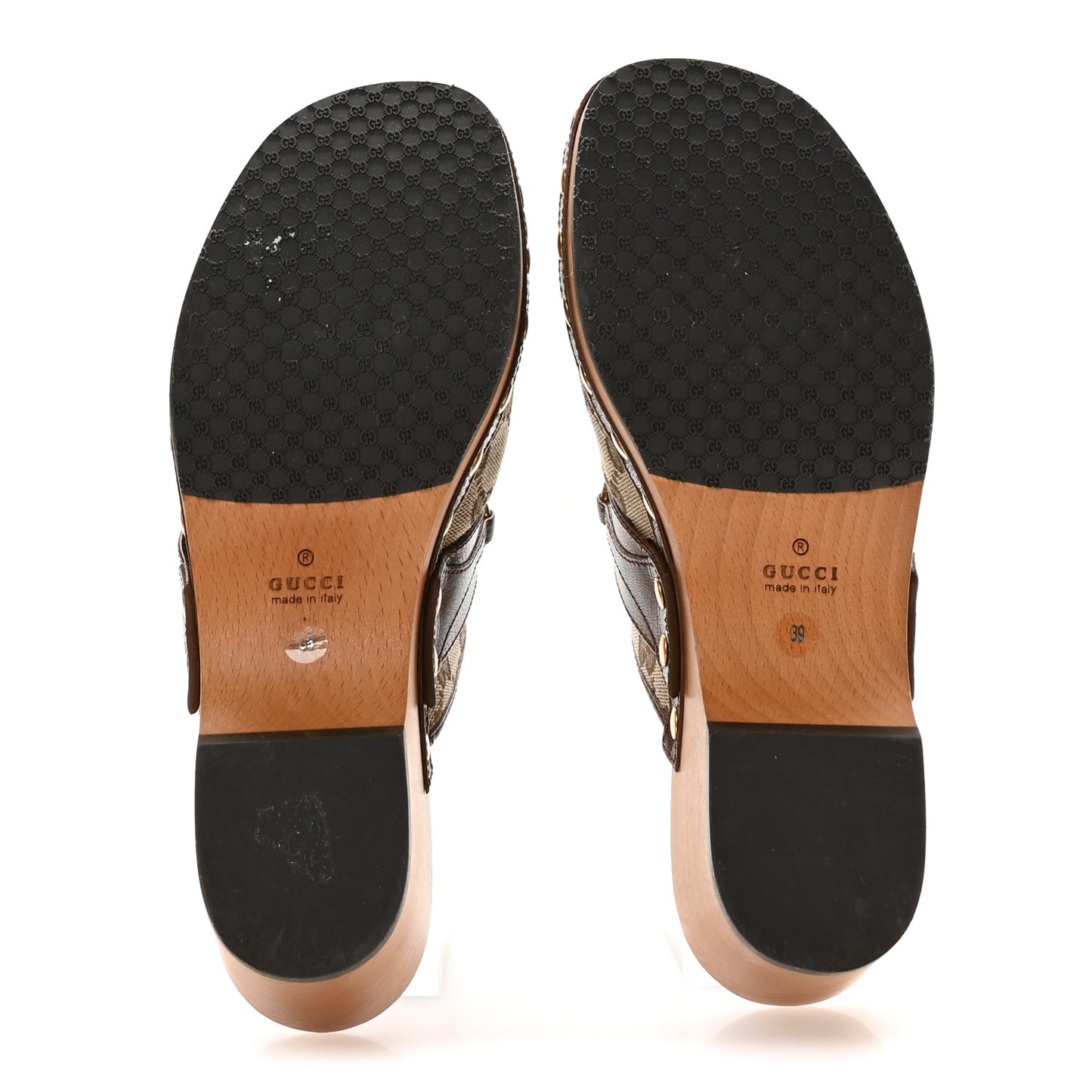 Monogram Goatskin Horsebit Clog Mules 39 Beige Ebony Brown Sugar