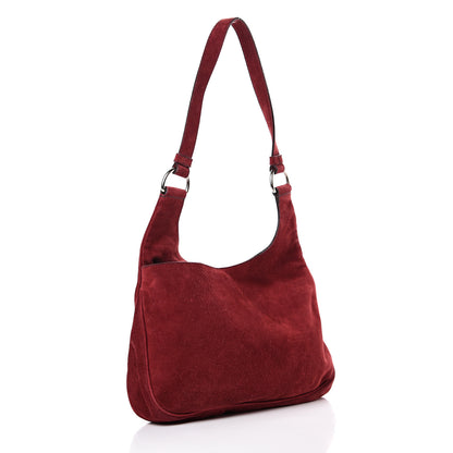 Prada Suede Hobo Cerise 2 of 14