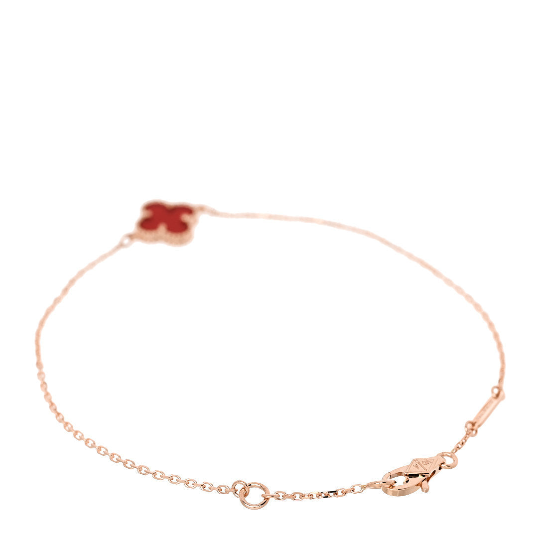 Van Cleef & Arpels 18K Rose Gold Carnelian Sweet Alhambra Bracelet 2 of 5