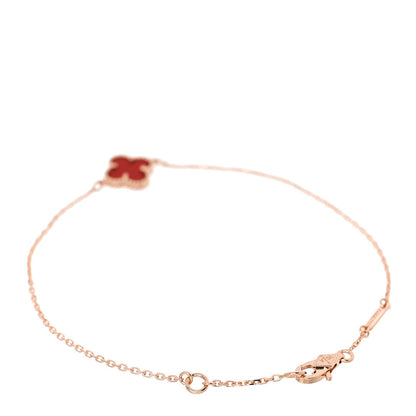 Van Cleef & Arpels 18K Rose Gold Carnelian Sweet Alhambra Bracelet 2 of 5