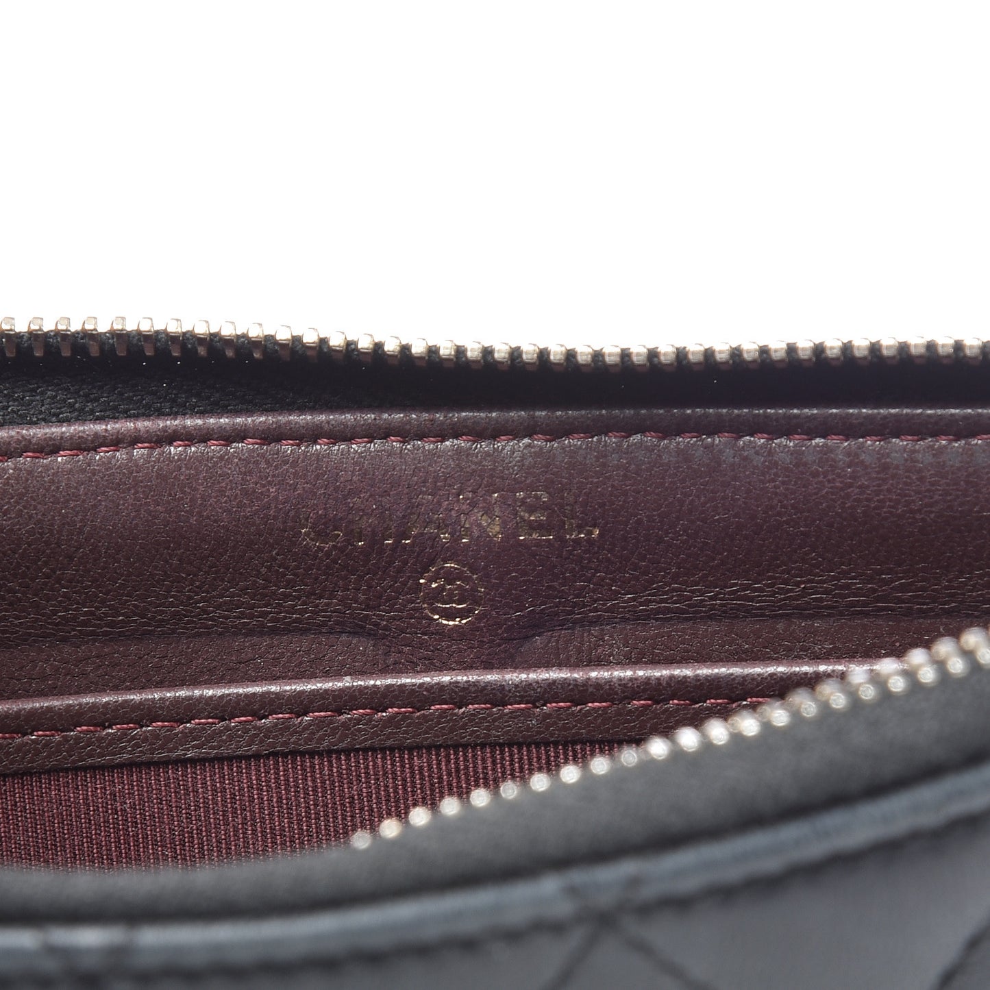 Lambskin Quilted Zip Pouch Black
