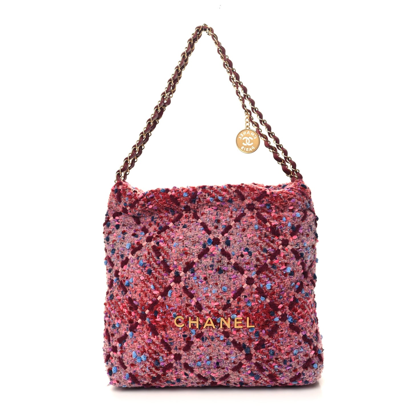 Tweed Quilted Chanel 22 Pink Burgundy