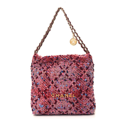 Chanel Tweed Quilted Chanel 22 Pink Burgundy 3 of 13