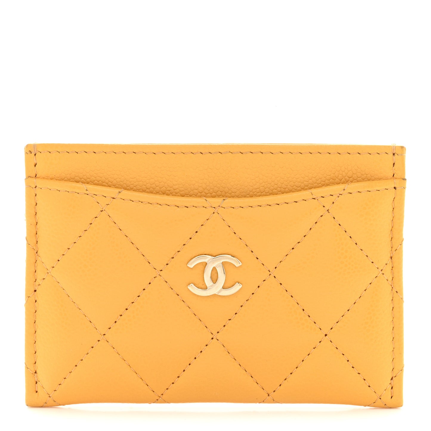 Caviar Quilted Card Holder Yellow