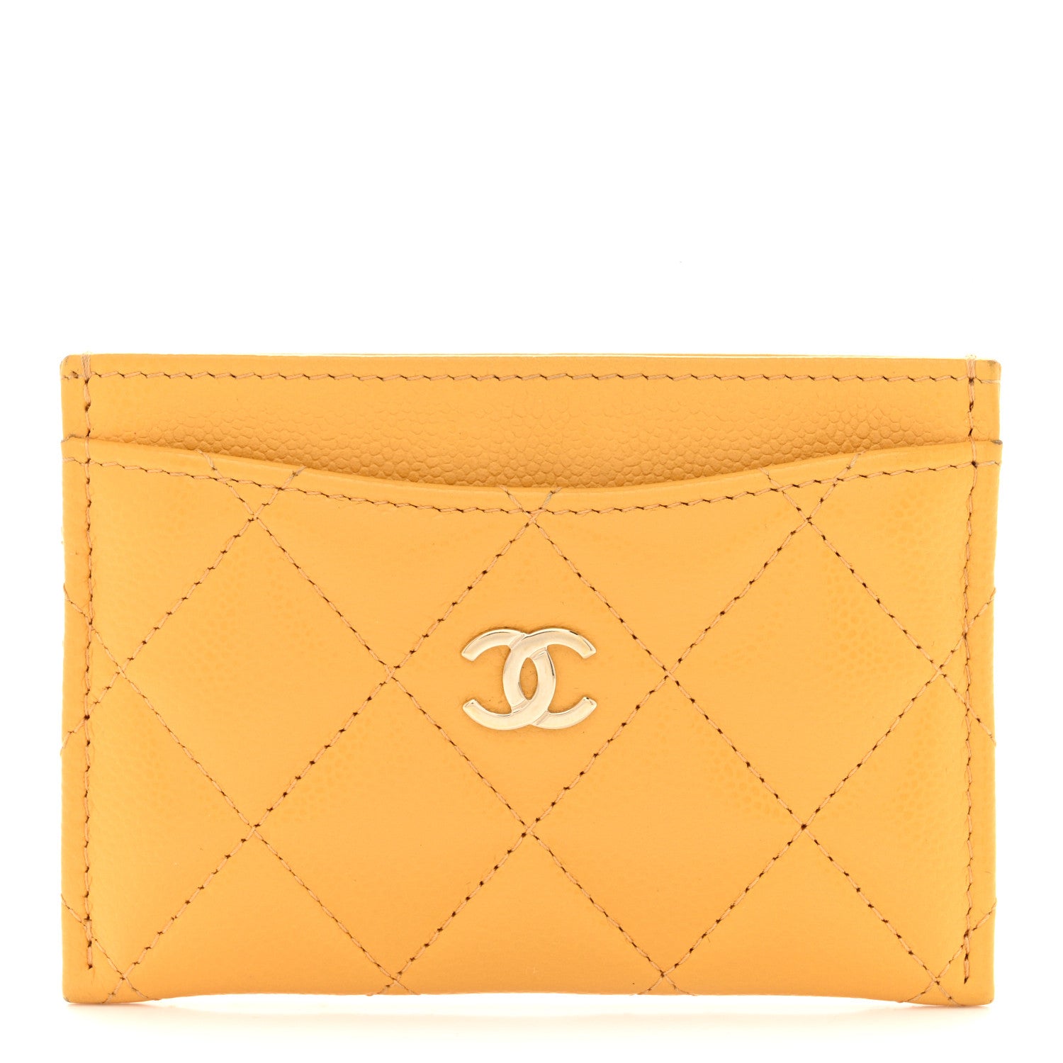 Chanel Caviar Quilted Card Holder Yellow 1 of 9