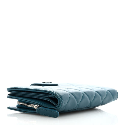 Chanel Lambskin Quilted CC French Wallet Blue 4 of 7