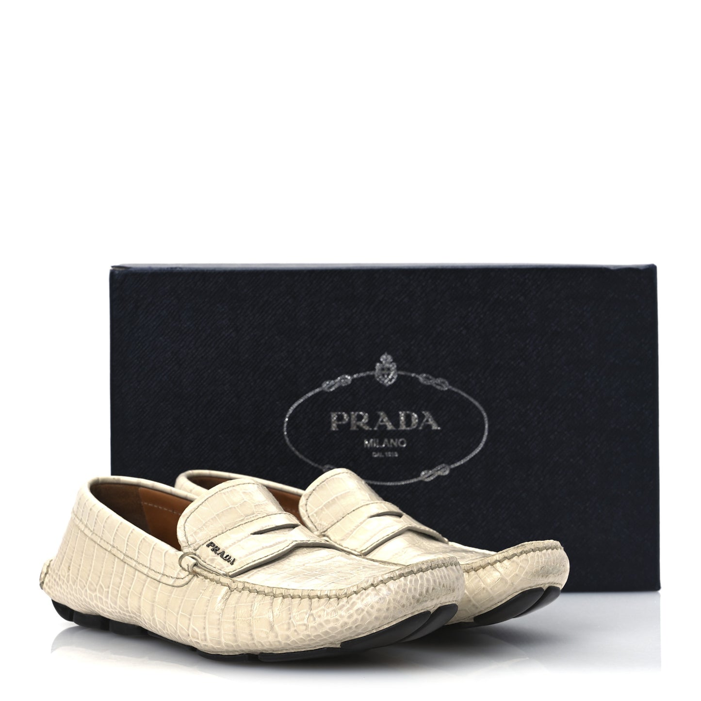 Calfskin Crocodile Embossed Loafers Men's Driving Loafers 8 Cera