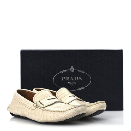 Prada Calfskin Crocodile Embossed Loafers Men's Driving Loafers 8 Cera 15 of 15