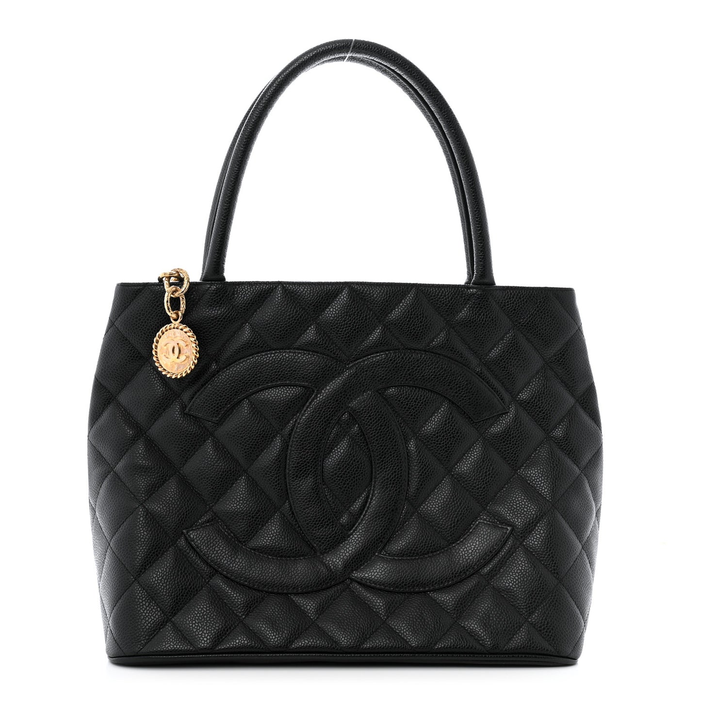 Caviar Quilted Medallion Tote Black