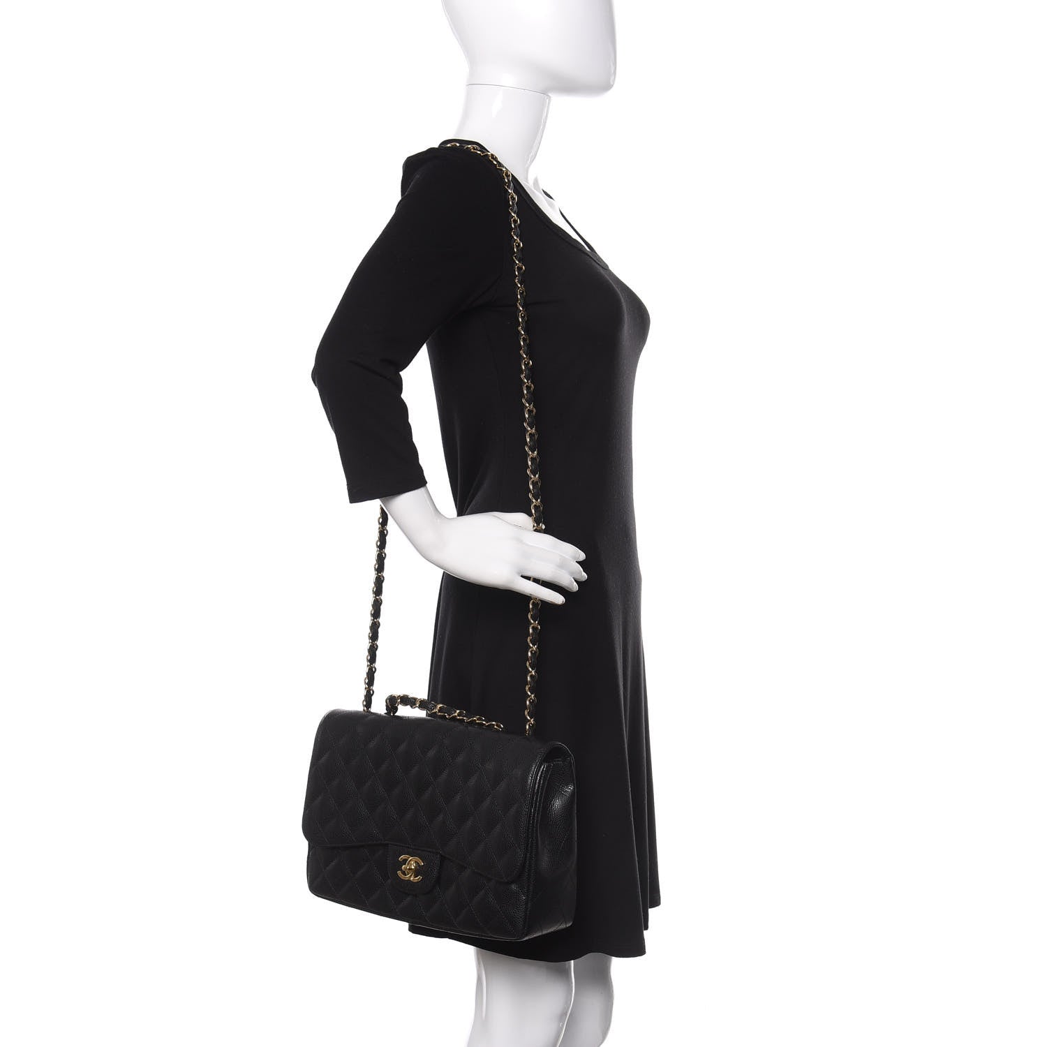 Chanel Caviar Quilted Jumbo Single Flap Black 3 of 12