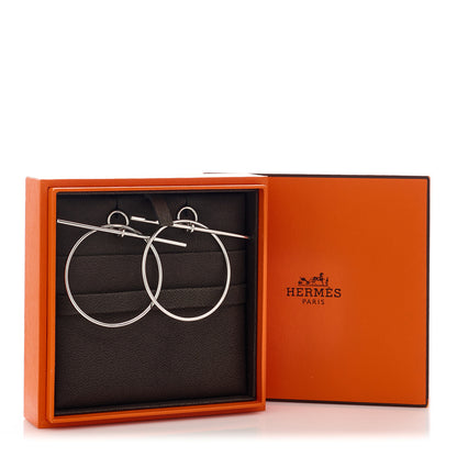 Hermes Sterling Silver MM Loop Earrings 5 of 5