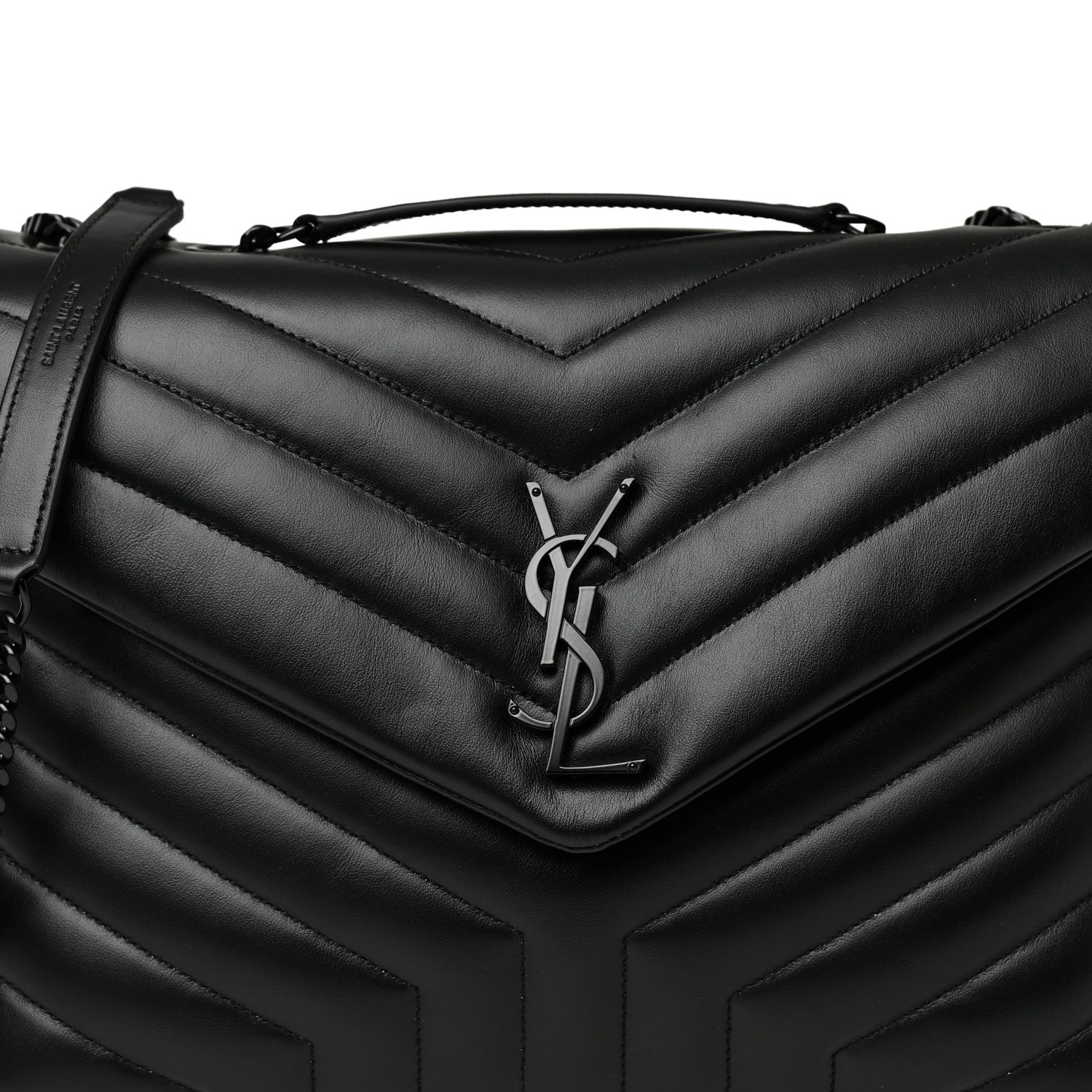 Saint Laurent Calfskin Y Quilted Monogram Medium Loulou Chain Satchel Black 7 of 9