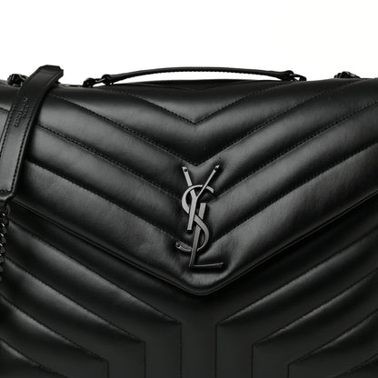 Saint Laurent Calfskin Y Quilted Monogram Medium Loulou Chain Satchel Black 7 of 9