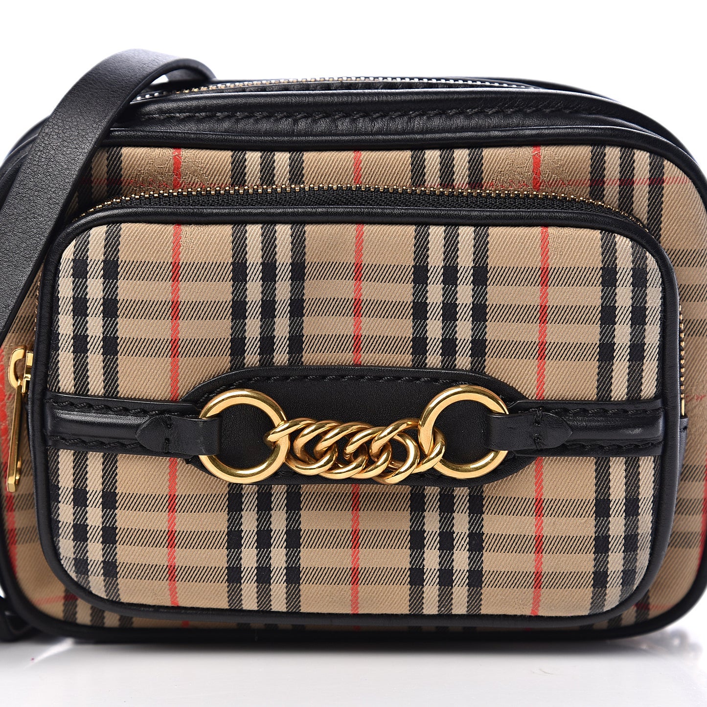 1983 Knight Check Smooth Calfskin Link Camera Bag Black