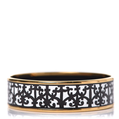 Hermes Enamel Printed Wide Balcons du Guadalquivir Bracelet 65 Black 1 of 5