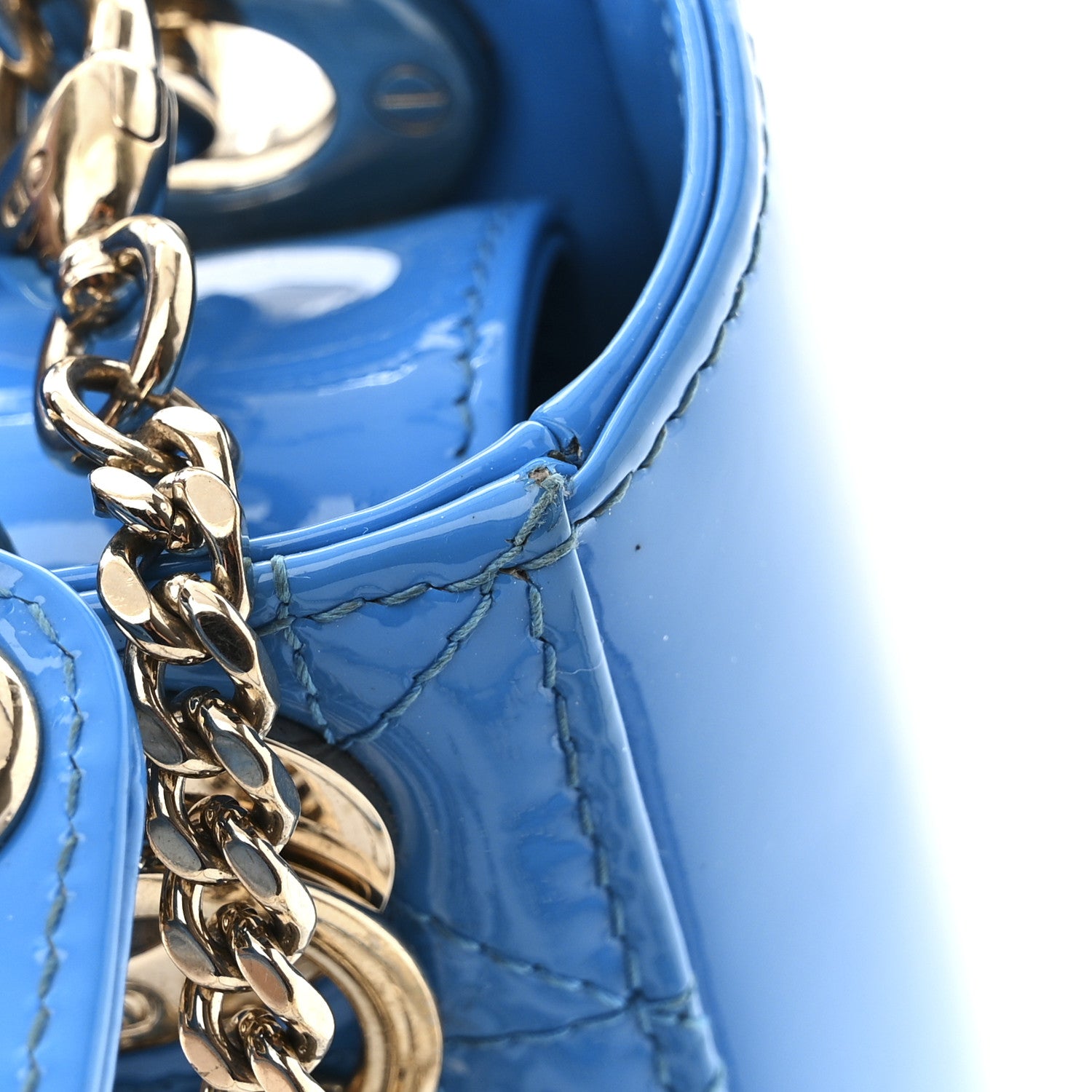 Christian Dior Patent Cannage Mini Lady Dior Blue 13 of 14