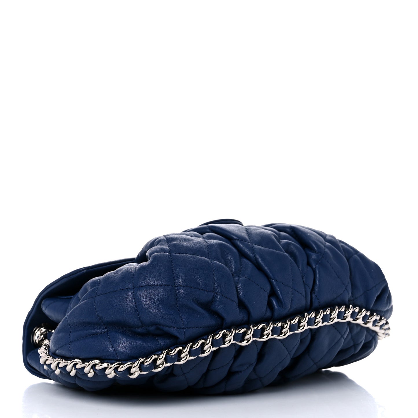 Washed Lambskin Quilted Medium Chain Around Messenger Blue