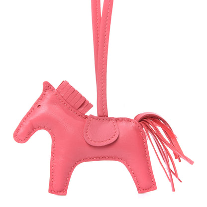 Hermes Milo Lambskin Grigri Rodeo Horse Bag Charm PM Rose Azalee 3 of 5