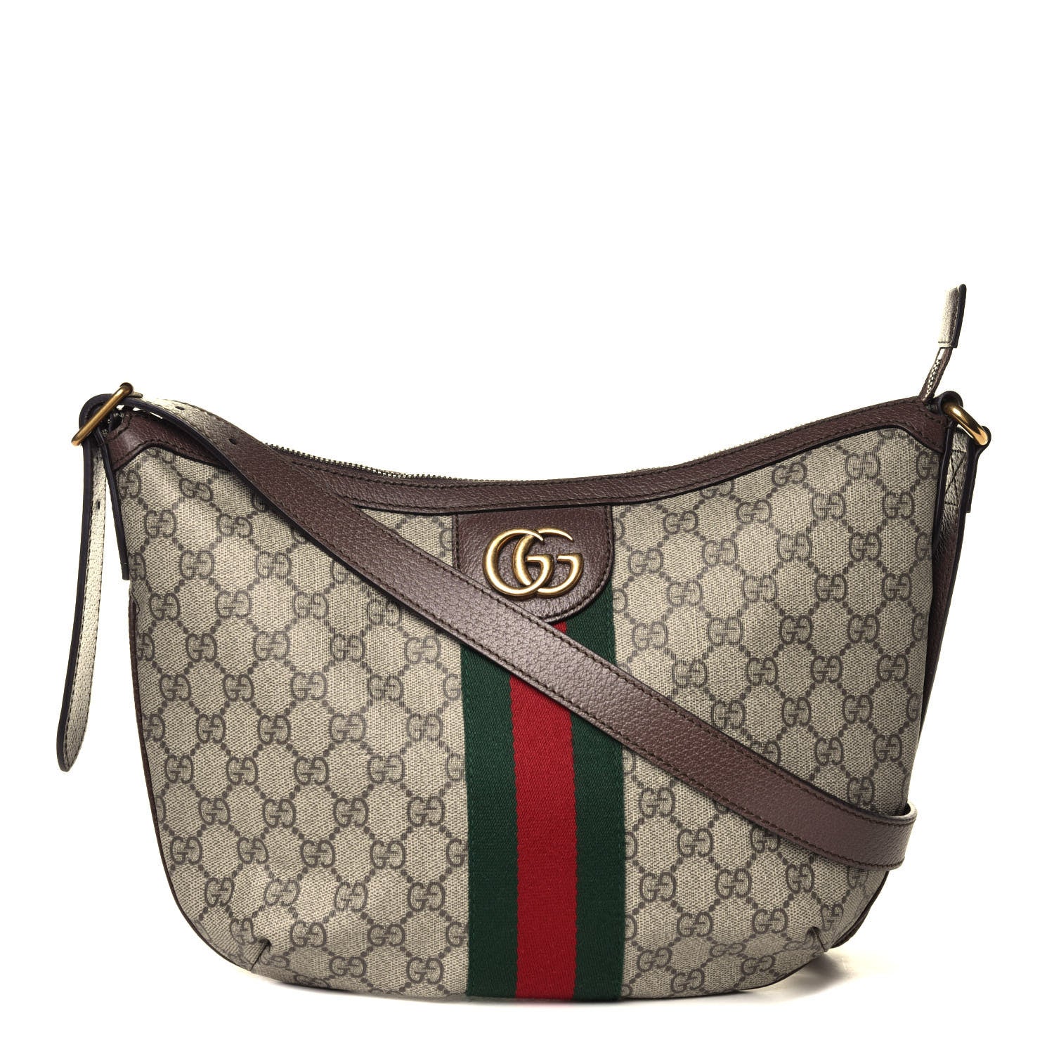 Gucci GG Supreme Monogram Web Small Ophidia Half Moon Hobo Brown 1 of 4