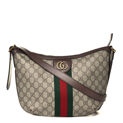 Gucci GG Supreme Monogram Web Small Ophidia Half Moon Hobo Brown 1 of 4