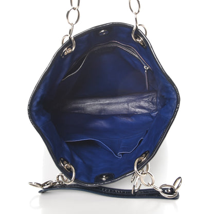 Christian Dior Patent Cannage Dior Soft Shopping Tote Blue 5 of 7