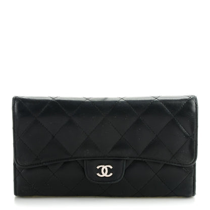 Chanel Lambskin Quilted Large Flap Wallet Black 1 of 11