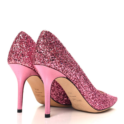 Jimmy Choo Glitter Pointy Toe Romy 85 Pumps 38.5 Pink 5 of 8