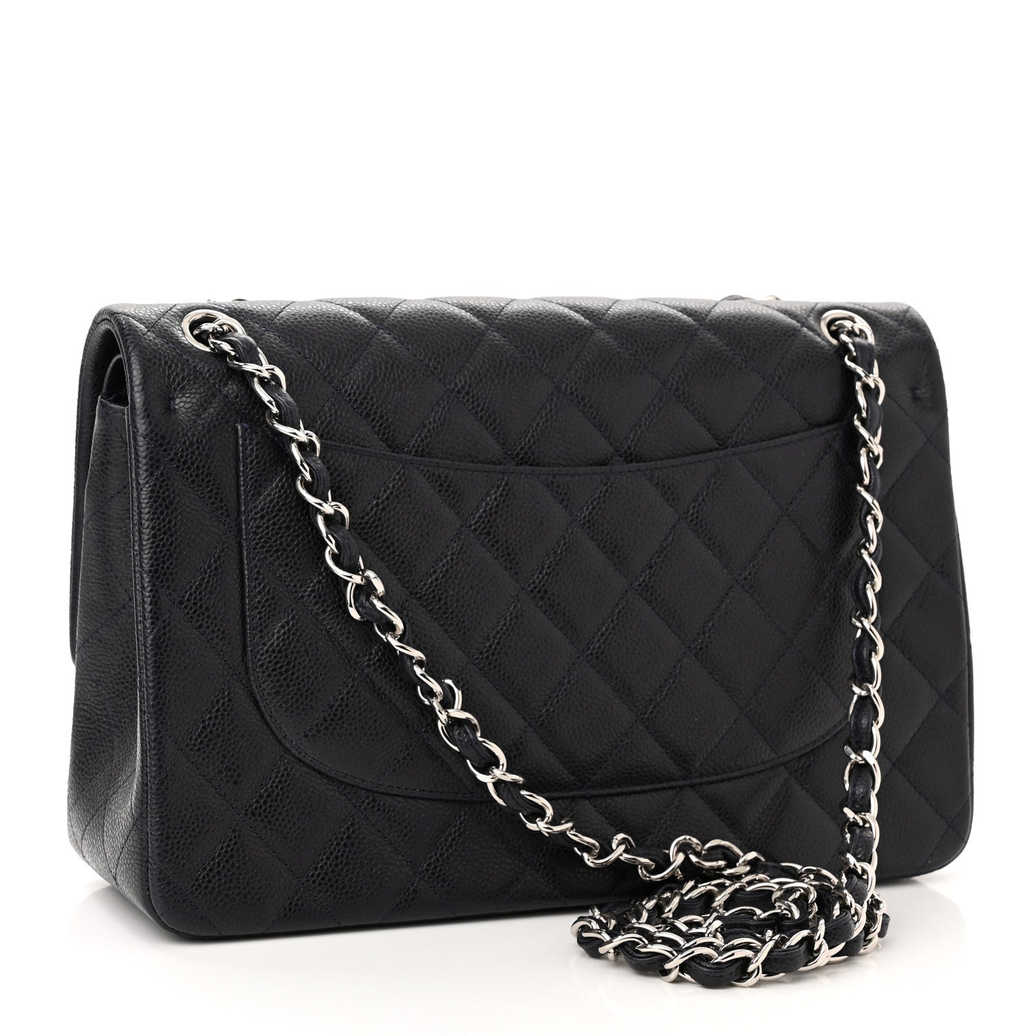 Chanel Caviar Quilted Jumbo Double Flap Navy Blue 2 of 9