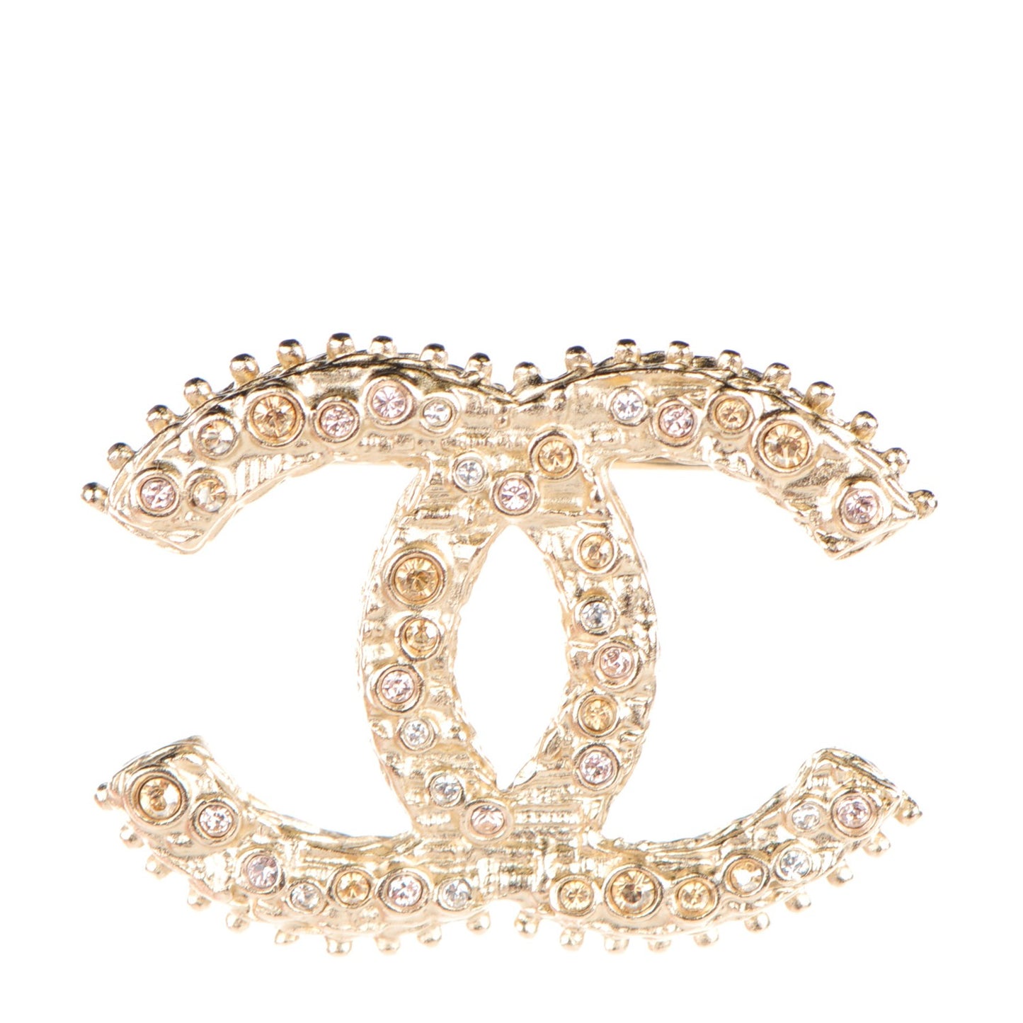 Crystal CC Brooch Light Gold