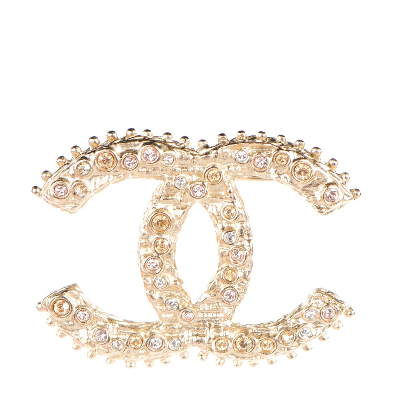 Chanel Crystal CC Brooch Light Gold 1 of 5
