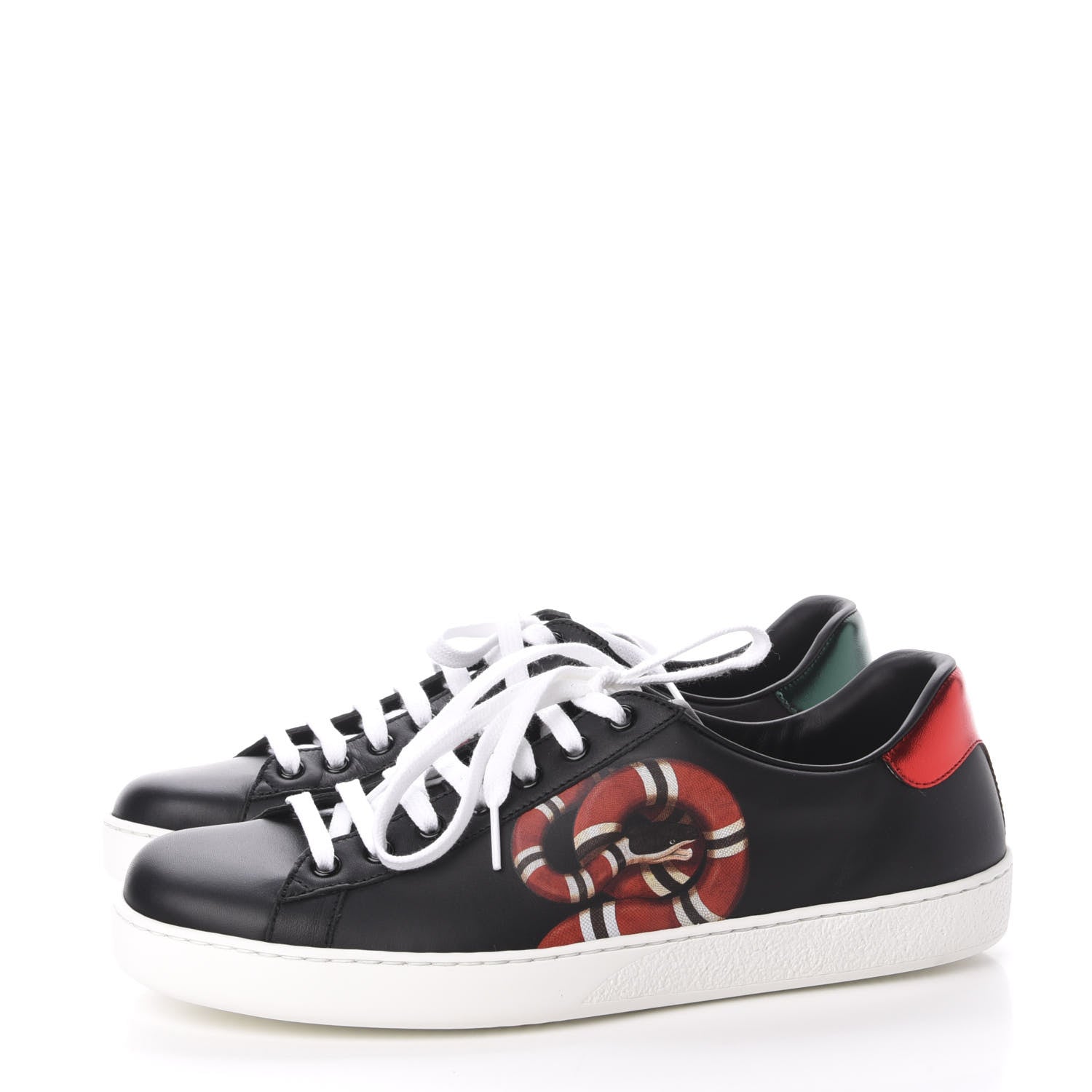 Gucci Calfskin Kingsnake Mens Ace Sneakers 9 Black Multicolor 3 of 10