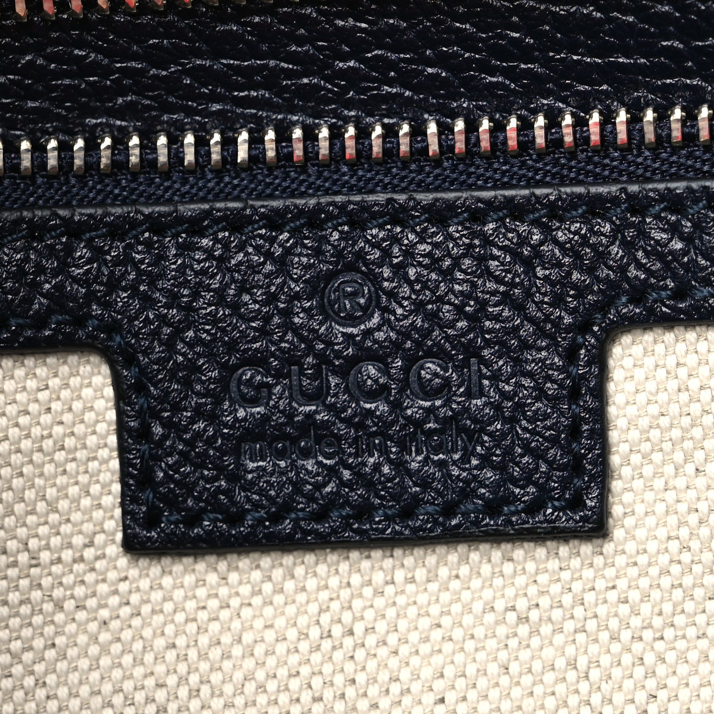 GG Supreme Monogram Textured Calfskin Web Large Attache Shoulder Bag Beige Blue