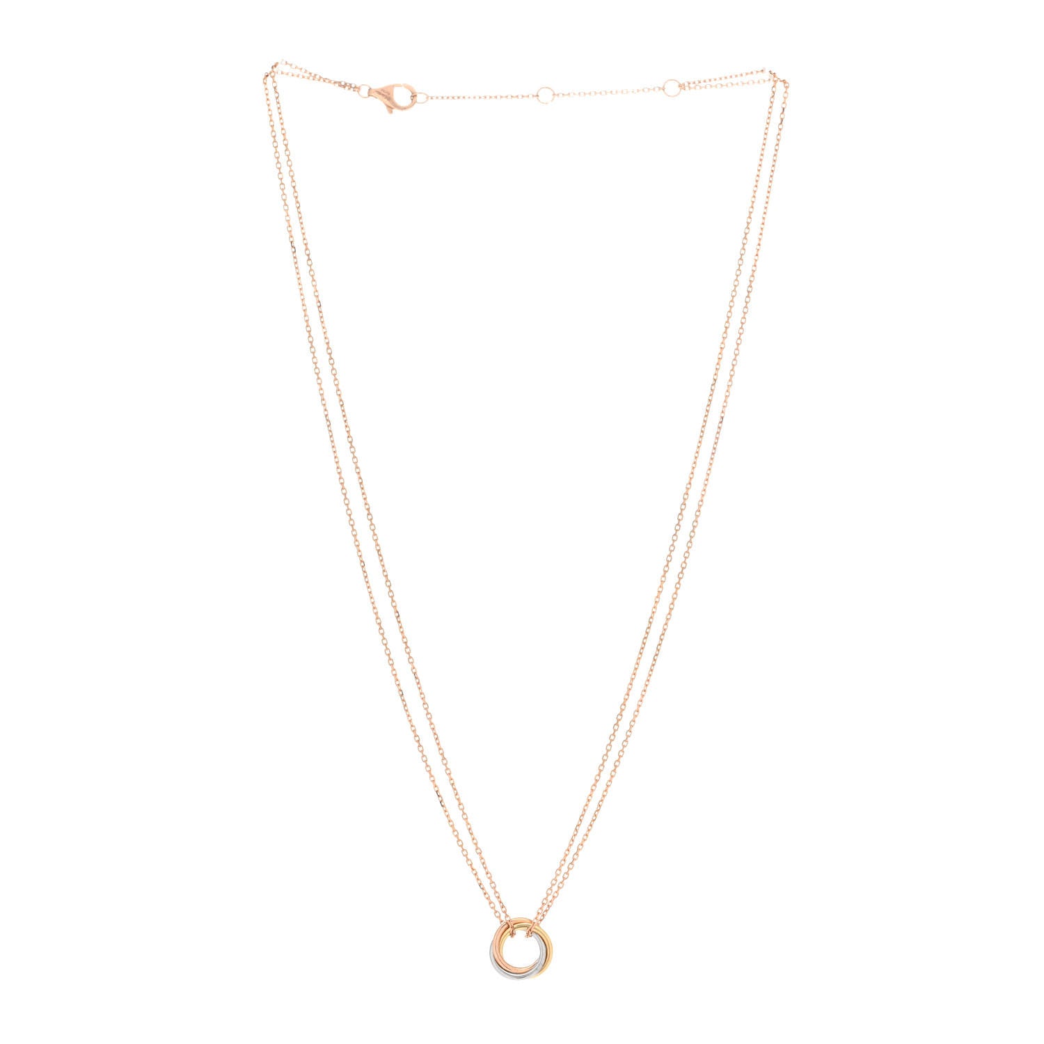Cartier 18K Pink Yellow White Gold Trinity Double Chain Pendant Necklace 3 of 6