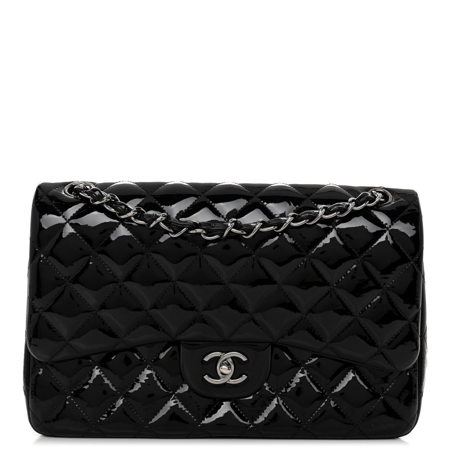 Chanel Patent Quilted Jumbo Double Flap Black 1 of 11