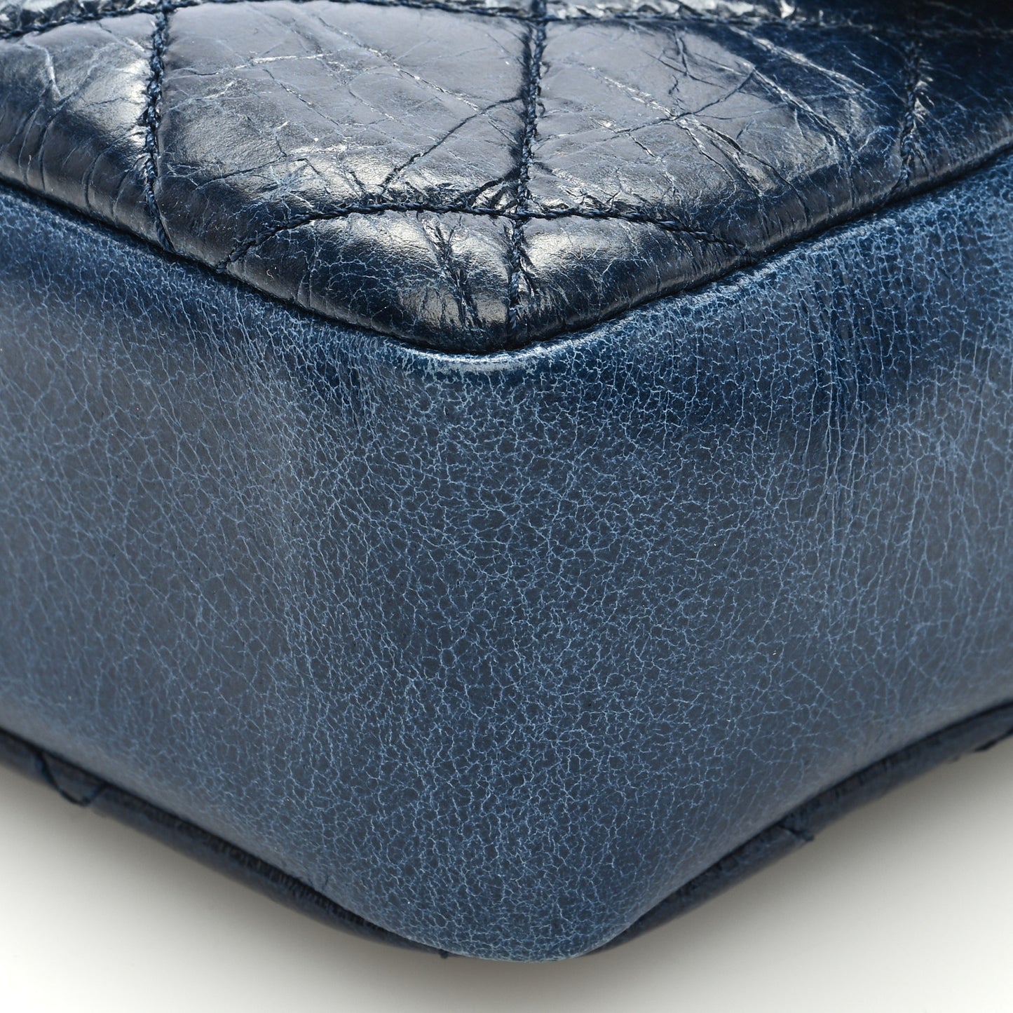 Glazed Calfskin Quilted Medium Duo Color Flap Blue