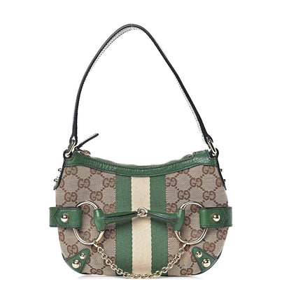 Gucci Monogram Web Horsebit Small Shoulder Bag Green 2 of 10