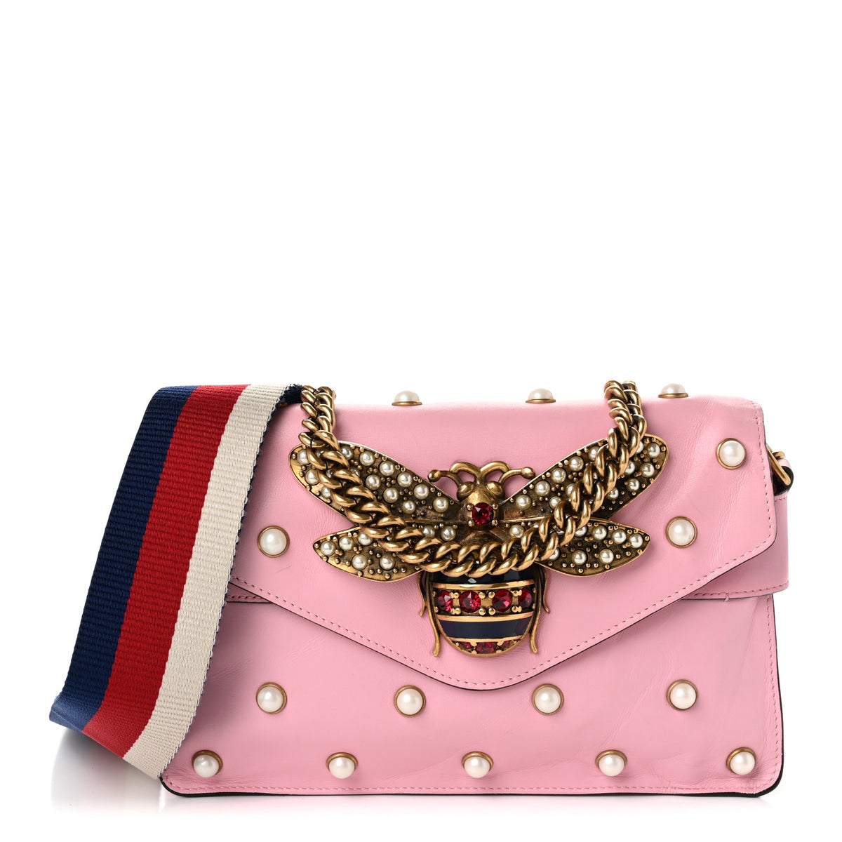 Gucci Nappa Pearl Studded Mini Queen Margaret Broadway Shoulder Bag Sugar Pink 1 of 11