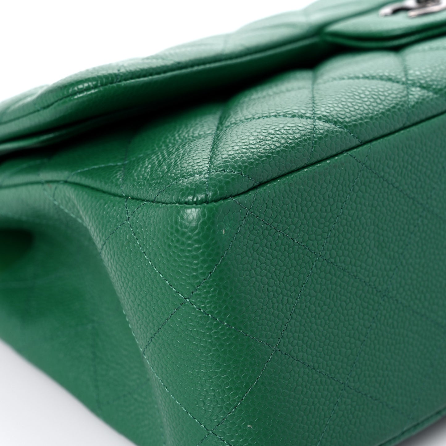 Caviar Quilted Jumbo Double Flap Green
