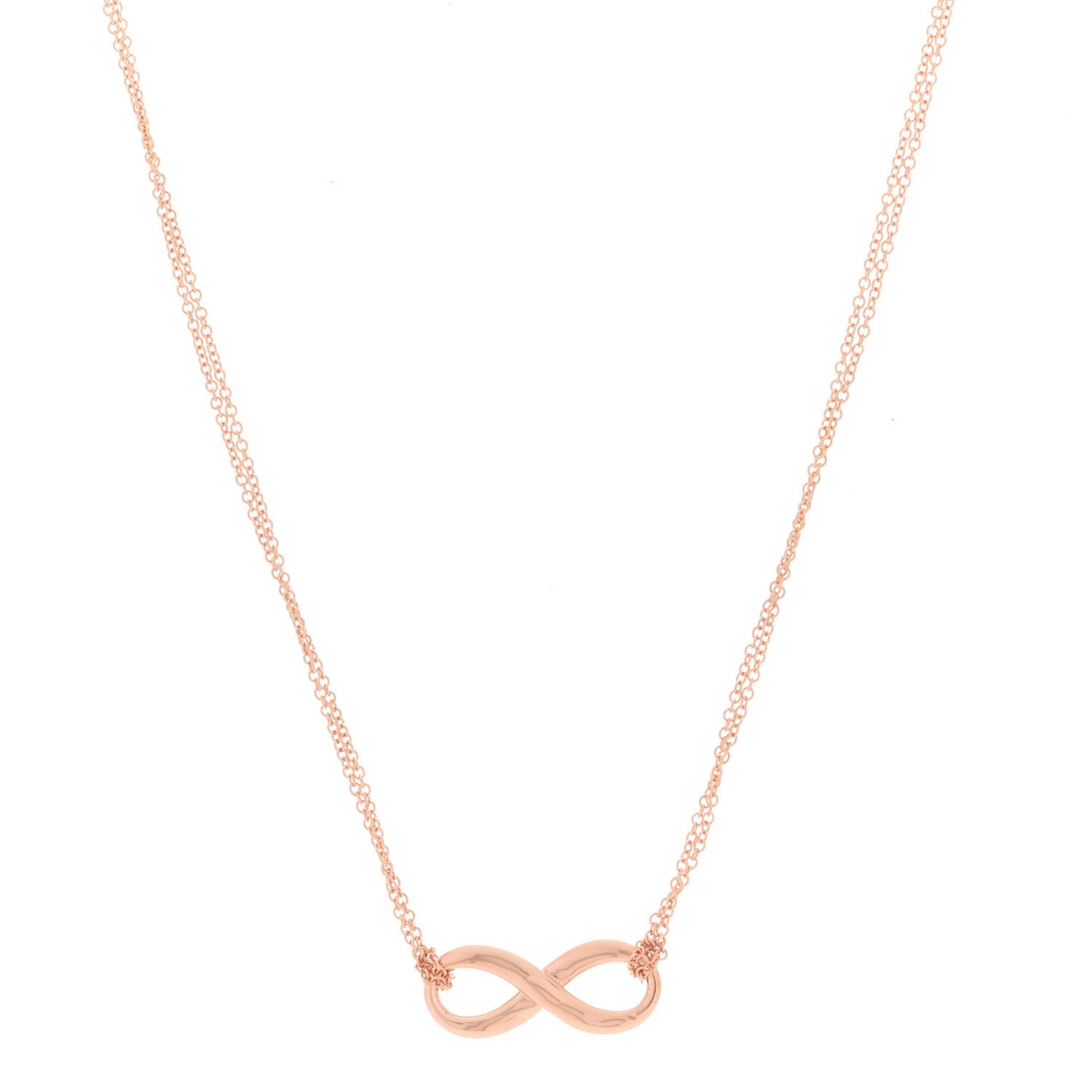 18K Rose Gold Infinity Double Chain Pendant Necklace