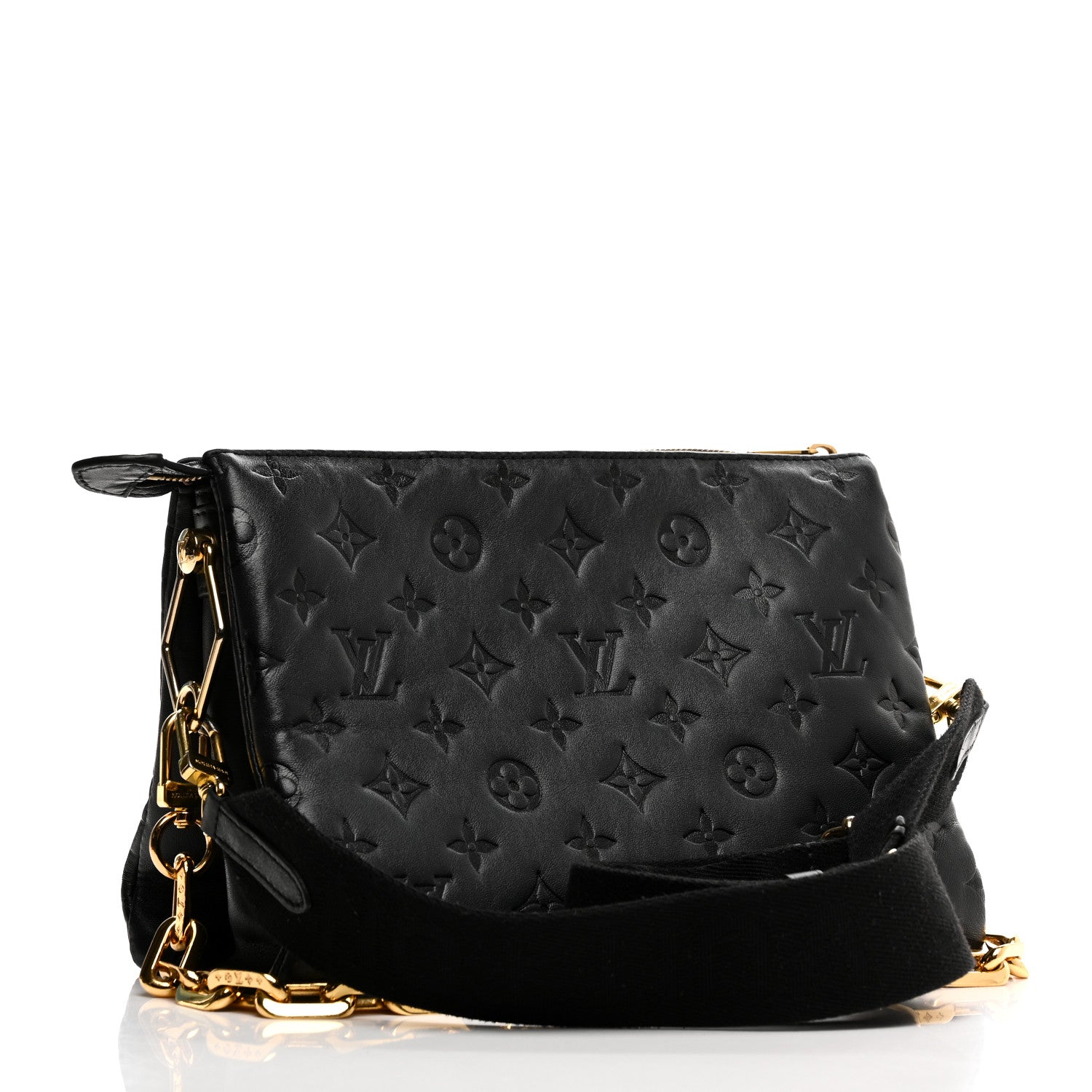 Louis Vuitton Lambskin Embossed Monogram Coussin PM Black 3 of 13
