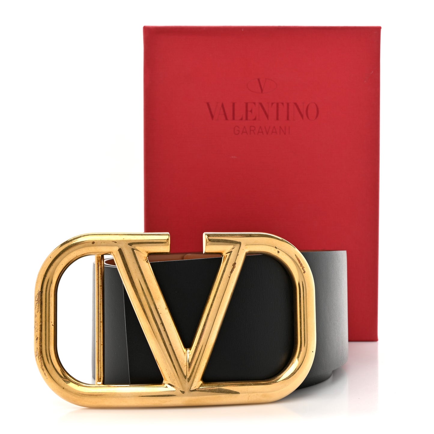 Glossy Calfskin VLogo Reversible 70mm Belt 95 38 Saddle Brown Black