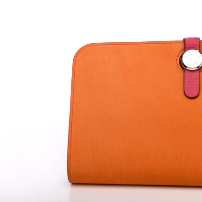 Hermes Eversoft Dogon Duo Wallet Orange Rose Shocking 10 of 12
