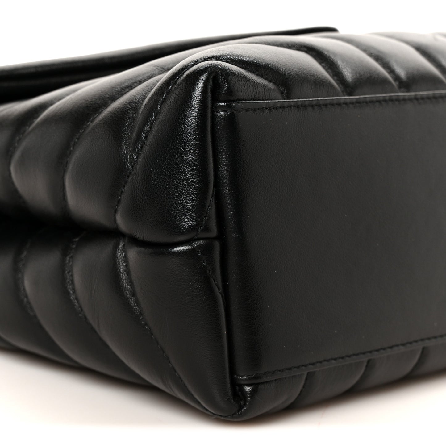 Calfskin Y Quilted Monogram Small Loulou Crossbody Bag Black