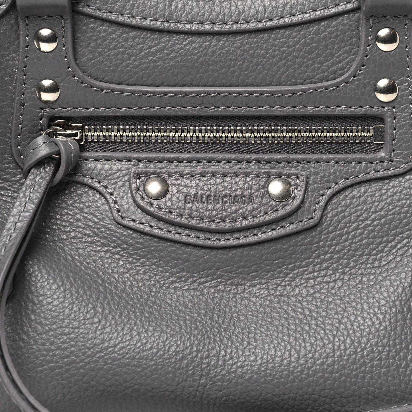 Grained Calfskin Neo Classic Silver Hardware Mini City Dark Grey