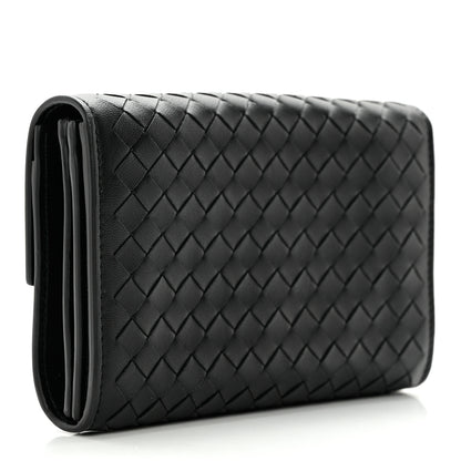 Bottega Veneta Nappa Intrecciato Continental Compact Flap Wallet Black 3 of 13