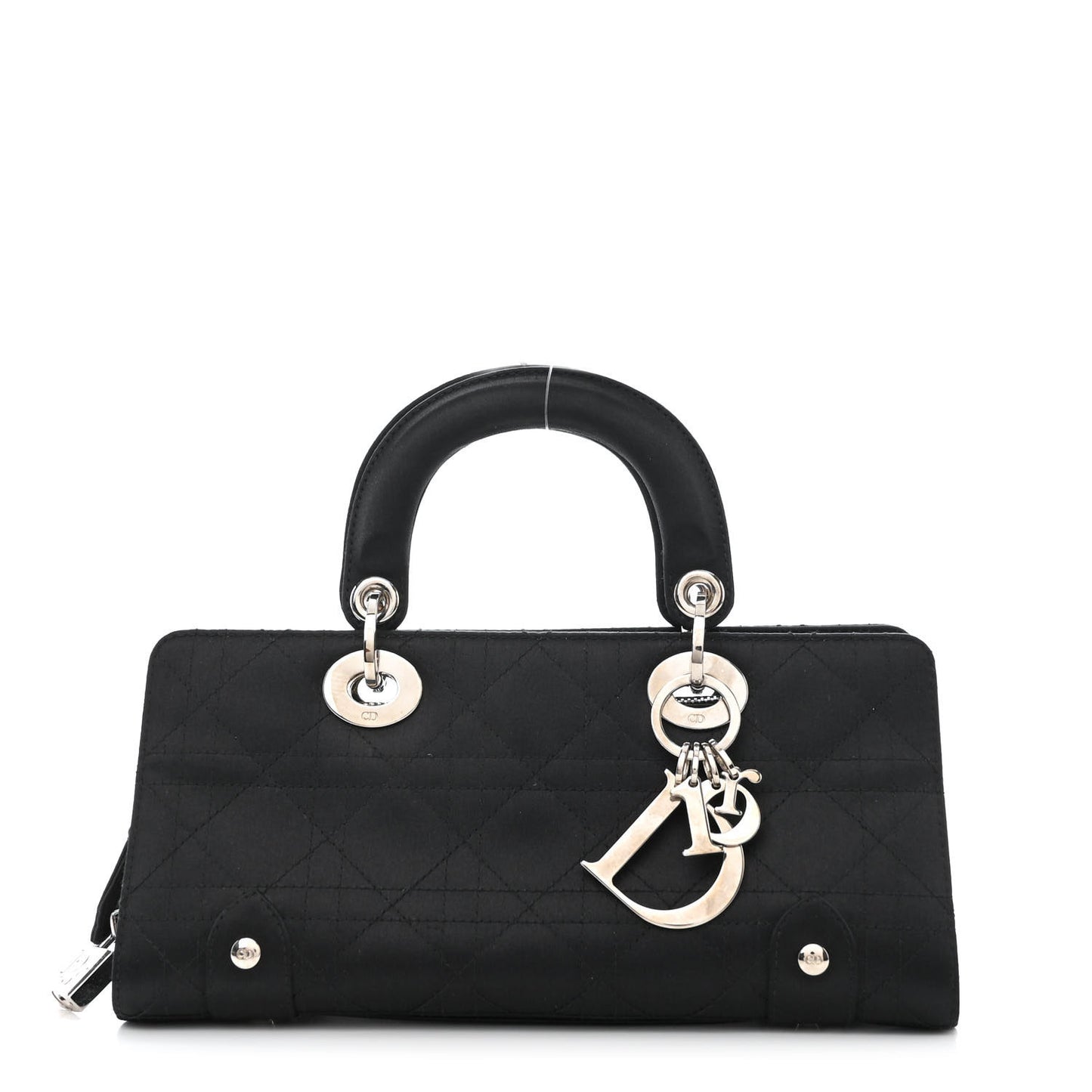 Satin Cannage Stitched Small East West Lady Dior Black