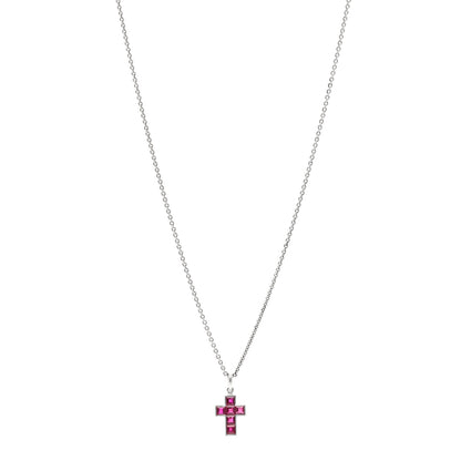 Cartier Platinum Ruby Cross Pendant Necklace 1 of 5